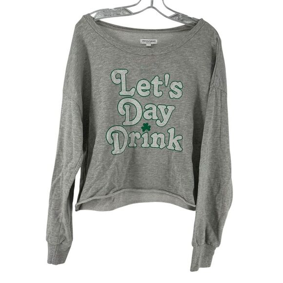 Grayson Threads St Patricks Day Cropped Sweatshirt XXL Gray Lets Day Drink Funny - Picture 1 of 9